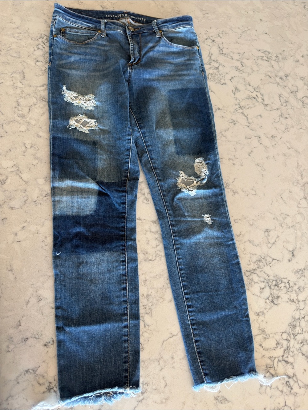 Articles Of Society Blue Distressed Straight Leg Jeans
